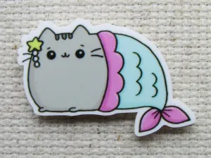 Grey Kitty Mermaid Needle Minder, Cover Minder, Magnet