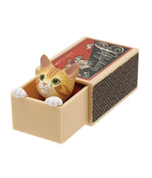 Matchbox Cat, Orange Striped Tabby, Open Blind Box Vinyl Mini Figure, 1" Tall x 2"long