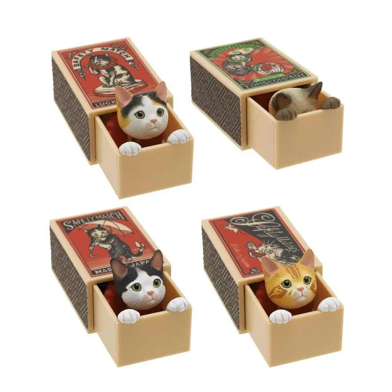 Matchbox Cat, Orange Striped Tabby, Open Blind Box Vinyl Mini Figure, 1" Tall x 2"long